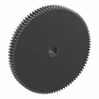 This metric spur gear transmits motion and torque between parallel shafts in industrial machinery, conveyors, and automation systems. It features 95 teeth, module 1.5, a 15 mm plain bore, and a hub with set screws for secure mounting. Made from S45C carbon steel with black oxide coating, it meets JIS N8 precision (JIS B1702-1:1998)