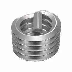 Free-running tanged helical insert for repairing or reinforcing tapped threads in metal. Thread size 7/16"-14, plain finish, right-hand orientation. Supplied in a 100-piece pack. Commonly used in automotive, aerospace, and industrial maintenance applications.