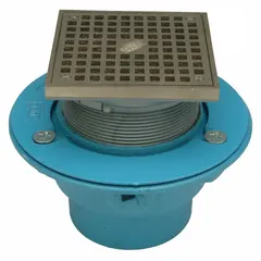 General purpose floor drain with cast iron body and slotted grate. Grate size 5 in, nominal pipe size 2 in. Used for surface water removal in commercial and industrial floor areas such as warehouses, kitchens, and mechanical rooms.