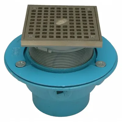 ZURN Floor Drain: 8 in Overall Dia, 5 in Grate Size, 2 in Nominal Pipe Size - General Purpose Floor Drains