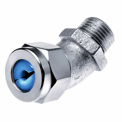 HUBBELL WIRING DEVICE-KELLEMS Liquid Tight Cord Connector: Steel, 1/2 in MNPT, 0.38 in to 0.50 in, Silver - 45° Metallic Cable Grips