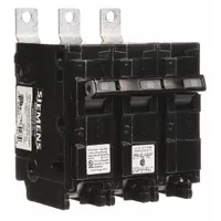 Three-pole miniature circuit breaker rated 80 A at 240 V AC with a maximum interrupting rating of 65 kA. Bolt-on connection type for use with P1 panelboards in three-phase power distribution systems