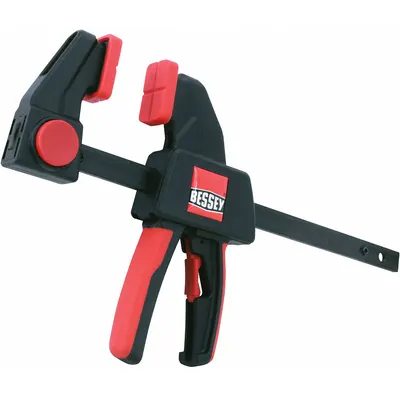 BESSEY Trigger Clamp: Soft-Touch Grooved, 6 in Max Jaw Opening, 4 3/4 in to 10 1/2 in - Dual-Function Trigger Clamps & Spreaders