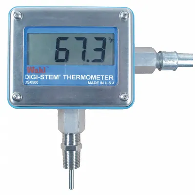 WAHL Digital Process Thermometer: -328°F to 1,472°F /-200°C to 800°C, +/-0.1°F/+/-0.1°C - Water-Resistant Panel Mount Digital Thermometers