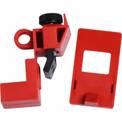 Clamp-on lockout device for single-pole circuit breakers rated 120/277V AC. Designed for use with internal-trip multi-pole breakers. Does not include a cable tie slot. Used to secure breakers in the off position during maintenance.