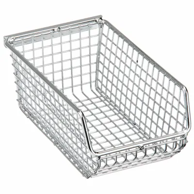 QUANTUM STORAGE SYSTEMS Hang and Stack Bin: 4 1/4 in x 7 1/4 in x 3 in, Silver - Vented Metal Wire-Mesh Bins