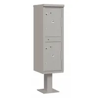 Parcel Locker: 2 Doors, Vertical, 62 in H x 16 in W x 18 in D, Pedestal Mounting, Gray, Lockable (MPN 3302GRY-U)