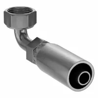 KURT Hydraulic Crimp Fitting: Carbon Steel, 90° Elbow, -6 For Hose Dash Size, Female x Male (MPN FFX90-06-06)