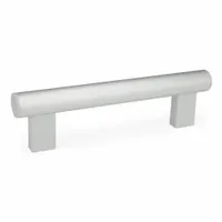This load-rated straight-leg tubular pull handle features a rear-mount design with threaded holes for secure fastening. It has a 20-inch mounting hole center-to-center distance, a silver bar, and light gray polyamide leg style. Suitable for industrial enclosures, machinery doors, and heavy-duty access panels requiring a robust grip
