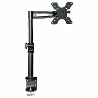 This MONOPRICE monitor arm is constructed of aluminum and steel with a black finish. It uses a clamp mount mechanism and supports monitors up to 33 lb. The height is adjustable from 8-3/4 to 15 in. Suitable for mounting a computer monitor on a desk or workbench to free up workspace and enable ergonomic viewing