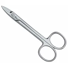 These all-metal scissors from CLAUSS feature a steel construction with a silver finish. They are ambidextrous, 4 inches overall length, with serrated blades and pointed tips. Suitable for precision cutting of thread, fabric, and light materials in sewing, tailoring, embroidery, or craft work.