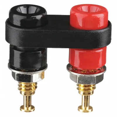 POMONA Mini Double Banana Jack: 5/8 in Lg, Brass, Polycarbonate, 1,500 V Max Volt - Mini Double Banana Jacks