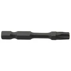 Impact-rated Torx bit with T20 head size and hex shank for use with power tools and impact drivers. Constructed from S2 steel for impact resistance. Suitable for driving Torx fasteners in assembly, repair, and construction tasks.