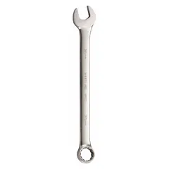 This metric 12-point combination wrench is constructed from alloy steel with a satin finish. It features a 36 mm head size and an offset design, with an overall length of 19 5/8 inches. Suitable for tightening or loosening fasteners in applications such as industrial maintenance, automotive repair, and mechanical assembly.