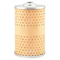 Cellulose media oil filter element for Eaton vehicles. Overall height 4 5/8 in, outside diameter 2 9/16 in. Removes contaminants from engine oil in heavy-duty applications