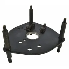 Replacement left side plate assembly for Dayton hoists. Compatible with models 1VW51, 1VW52, 1VW53, and 1VW54. Used for repairing or rebuilding the side plate structure in lifting applications.