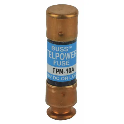 BUSSMANN Telecom Protection Fuse: TPN Series, Fast-Acting, Cylindrical, 10 A - Fast-Acting Cylindrical Fuses