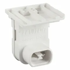 Recessed double contact (R17d) lampholder rated for 660 W and 600V AC. Overall length 1 3/4 in with white finish. Designed for 20 ga panel thickness. Suitable for use in lighting fixtures requiring a high-temperature socket.