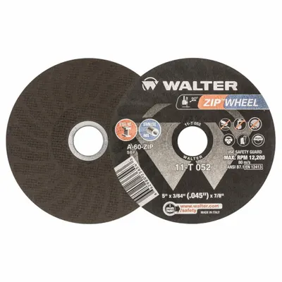 WALTER SURFACE TECHNOLOGIES Abrasive Cut-Off Wheel: Type 1, 5" x 3/64" x 7/8", Aluminum Oxide - General Purpose Cut-Off Wheels for Carbon & Stainless Steel