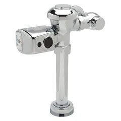 Battery-powered automatic flush valve for top-spud toilets. Rated at 1.6 gallons per flush with an 11-1/2 in rough-in. Suitable for hands-free operation in commercial restroom applications.