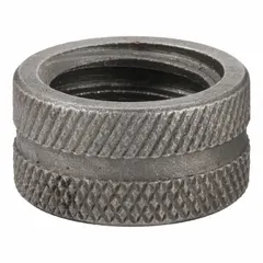 Carbon steel replacement knurl nut for pipe wrenches. Designed to replace worn or damaged knurl nuts on compatible models, providing secure grip and adjustment during plumbing and industrial maintenance tasks.