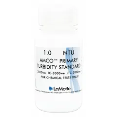 Lab-grade turbidity calibration standard with a concentration of 1 NTU. Used for calibrating turbidity measurement instruments in water quality testing applications.