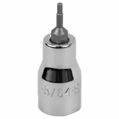SAE hex bit socket with 5/64 in tip size and 3 in overall length. Features a replaceable insert for extended service life. Used for driving hex fasteners in assembly and maintenance tasks.