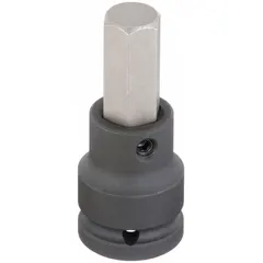 This hex impact bit socket features a 17 mm tip size and 3 1/2 in overall length. The replaceable insert design allows for quick tip changes. Suitable for driving hex fasteners with impact tools in assembly, maintenance, and repair tasks.