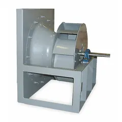 Unassembled belt-drive plenum blower with a 24 1/2-inch backward-curved wheel. Delivers 10,208 cfm at 0.250 inches static pressure. Powered by a 230V AC totally enclosed fan-cooled motor. Includes drive. Used for industrial air-moving applications such as ventilation, exhaust, and supply air in ducted systems requiring moderate static pressure.