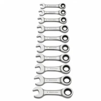GEARWRENCH Combination Ratcheting Wrench Set: Alloy Steel, Full Polish Chrome - SAE 12-Point Ratcheting Combination Wrench Sets