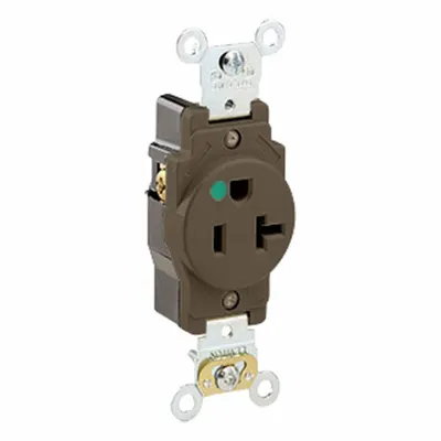 LEVITON Plugs and Receptacles: Hospital Grade, Single, 5-20R, Brown, 125V AC, 20 A - General Purpose Receptacles