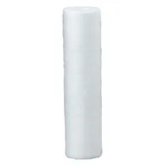 This drop-in water filter cartridge is designed for reverse osmosis systems to reduce sediment. It features a solid polypropylene filter media with a 5-micron rating, 5 gpm flow rate, and 15,000-gallon capacity. The overall height is 9 7/8 inches. Suitable for residential or light commercial water filtration applications.