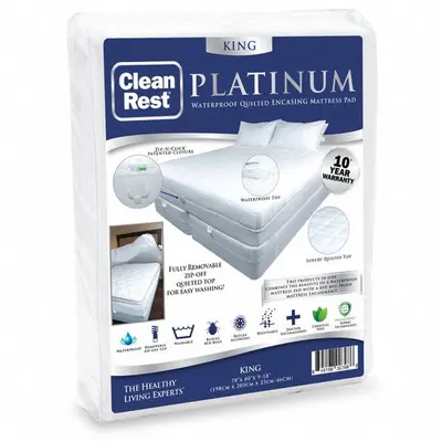 CLEANREST Mattress/Box Spring Protector: King, White, Waterproof - Mattress Encasements
