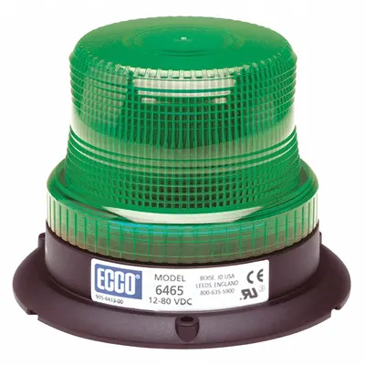 ECCO Beacon Light: Flashing Beacon, Green, 3 7/8 in Overall Ht, LED - Vehicle Flashing Beacons