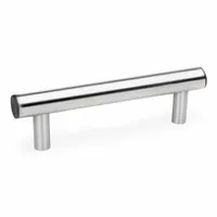 Rear-mount pull handle with 24 in mounting hole center-to-center. Black round body with stainless steel legs. Screw size 5/16"-18. Suitable for industrial enclosures, machinery doors, and heavy-duty access panels