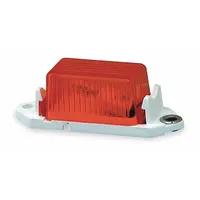 Incandescent clearance marker lamp with amber triangular lens and screw mount. Features blunt cut wires for electrical connection. SAE P3 rated for use on trucks, trailers, and heavy equipment to indicate vehicle width and height