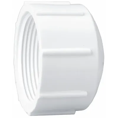 LASCO Pipe Cap: Schedule 40, PVC, 1/2 in Size, Threaded, Female NPT, White, 32°F – 140°F - Schedule 40 Pipe Fittings