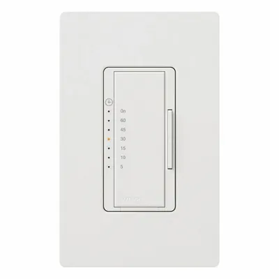 LUTRON Countdown Timer: 1 hr Max, 5 min Min, SPST, 120V AC, No Wall Plate Included - Digital Pre-Set Countdown Timers without Wall Plates