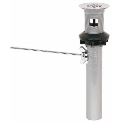 WATCO Drain Assembly: Plastic, Chrome, 8 7/8 in Overall Ht, 2 3/8 in Overall Dia - Sink Drains with Lever-Activated Stopper