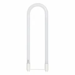 This T8 LED Plug & Play (UL Type A) U-Bend lamp operates directly on fluorescent ballasts. It consumes 13W with a 30W equivalency, delivers 3500K color temperature, and features a 6-inch leg spacing. The shatter-resistant construction suits commercial and industrial troffers, ceiling fixtures, and signage where space is limited.