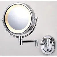 SEE ALL Makeup Mirror: Round, Glass, 13 in Overall Ht, 10 in Overall Wd, 4 in Overall Dp, Wall, 5X (MPN HLCSA895)