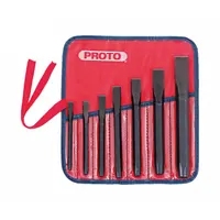 Cold Chisel Set: Steel, 1/2 in_3/4 in_3/8 in_5/8 in_5/16 in_7/8 in_7/16 in Blade Wd, Plain Grip (MPN J86BS2)