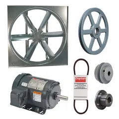 This unassembled belt-drive panel supply fan features a 48-inch blade and a totally enclosed motor rated for 208-230/460V AC three-phase power. It delivers 24,981 cfm for general industrial ventilation applications, such as supplying fresh outdoor air to factories, warehouses, and commercial buildings.