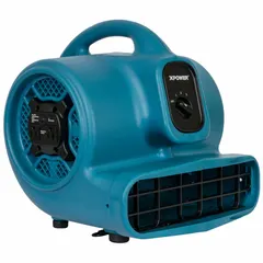 Portable centrifugal blower with a 1/4 hp motor, 115V AC, and three selectable speeds. Features a fixed frame and ABS housing in blue. Suitable for air movement, drying, and ventilation tasks in restoration, construction, and industrial environments.