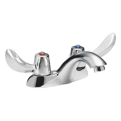 Delta Low Arc Bathroom Faucet: Delta Commercial, Cast Brass, Polished Chrome Finish - Centerset Handle Bathroom Faucets