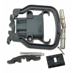 Female plug designed for use with Dayton brand equipment, specifically model 2LEB9. Provides electrical connection for material handling machinery in industrial settings such as manufacturing and warehousing.