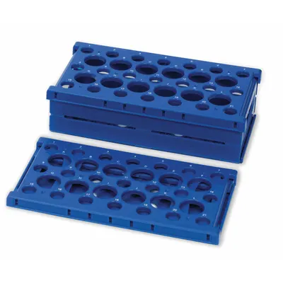HEATHROW SCIENTIFIC Polypropylene Blue Benchtop Test Tube Rack - Lab Storage Racks