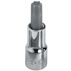 Torx bit socket with 3/8 in drive and T45 tip size, 2 in overall length. Designed for driving T45 Torx fasteners in automotive and mechanical assembly. Replaceable insert extends service life.
