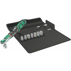 This interchangeable head torque wrench kit from WERA features a 1/4-inch drive and covers a torque range of 2 N-m to 12 N-m with 0.1 N-m increments. It is suited for precision fastening tasks in assembly and maintenance applications where accurate torque control is required.