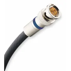 Male BNC connector for RG-6 coaxial cable. Compression termination type. Silver finish. Supports frequencies up to 3 GHz. Pack of 15. Used in video, data, and RF signal distribution systems.